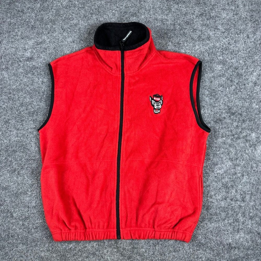Weatherproof Vest Mens Size L Red Fleece NC State Wolfpack Full Zip Sleeveless